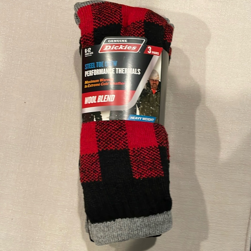 NWT Dickies Steel Toe Crew Performance Thermal Socks, 3 Pairs